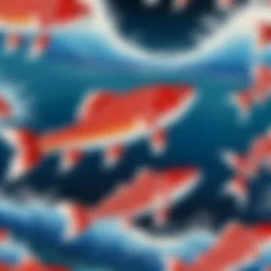 Traditional Techniques in Japanese Fish Prints Traditional Japanese fish print showcasing intricate details and vibrant colors