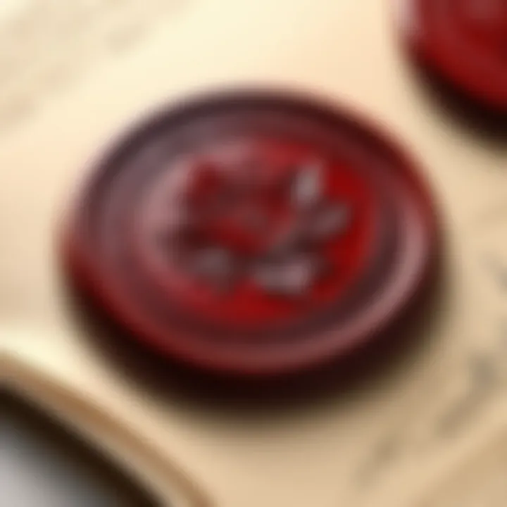 Illustration capturing the elegance of a wax seal being stamped on a letter