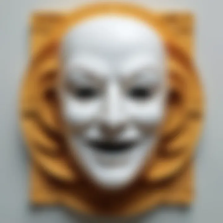 Sculpture of a smiling face with hidden sarcasm