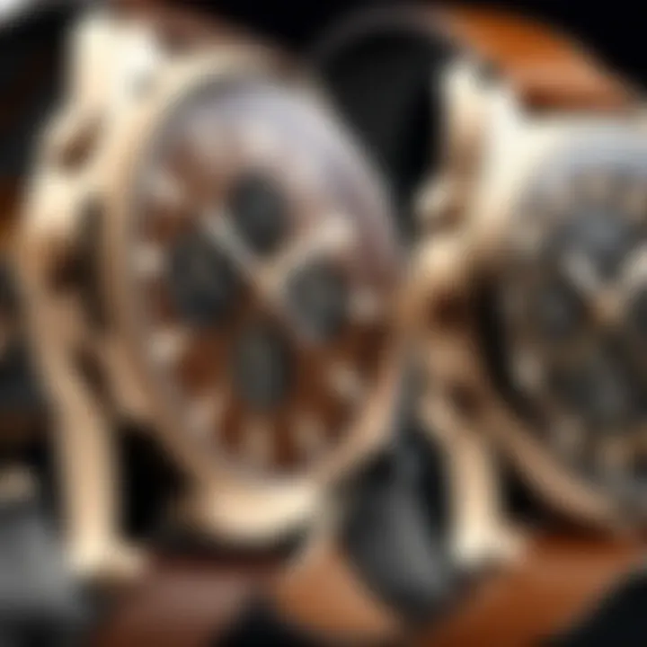 An artistic arrangement of various brown watches showcasing different styles and designs