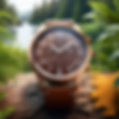 Versatile Brown Watch in Nature A brown watch displayed against a backdrop of nature, symbolizing versatility