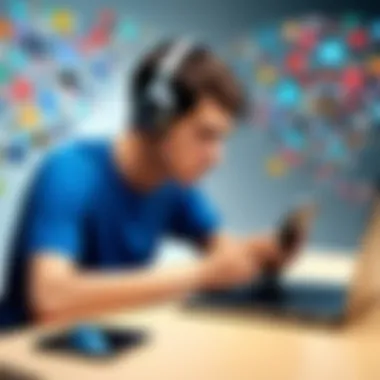 Deterioration of Social Skills in the Social Media Era Illustration showcasing the decline of social skills attributed to excessive social media use