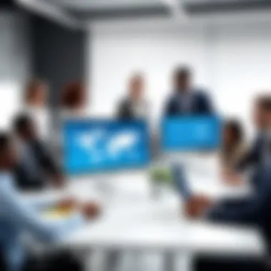 Leading Diversity Initiatives A leadership team strategizing about diversity initiatives in a modern office