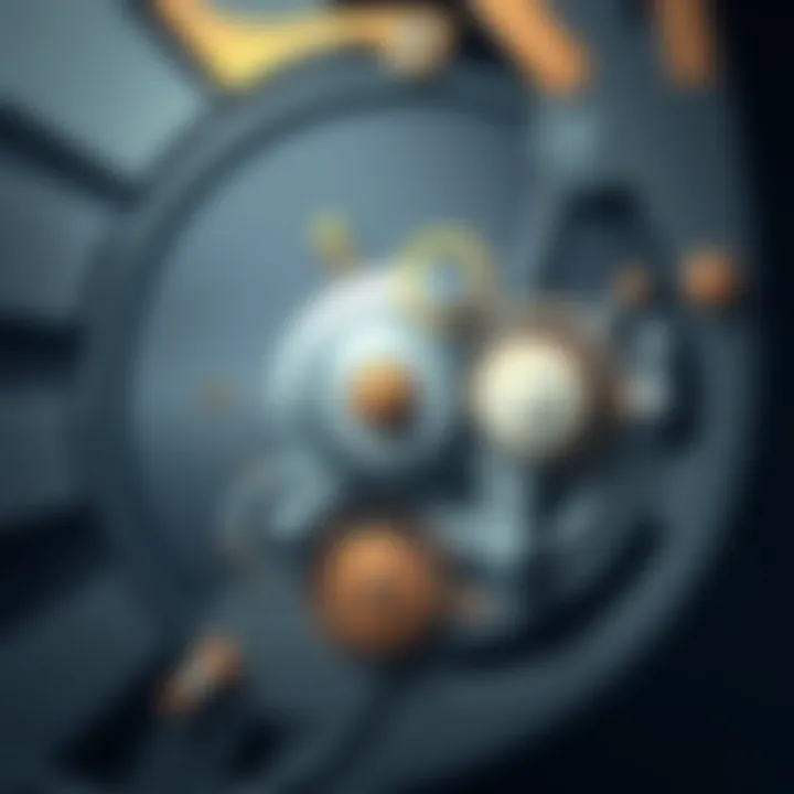 Close-up of a gramophone's internal mechanisms