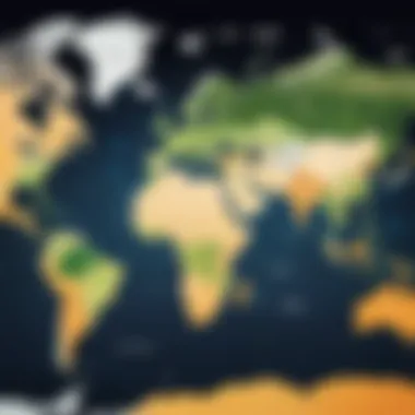 Map showcasing demographic shifts across continents