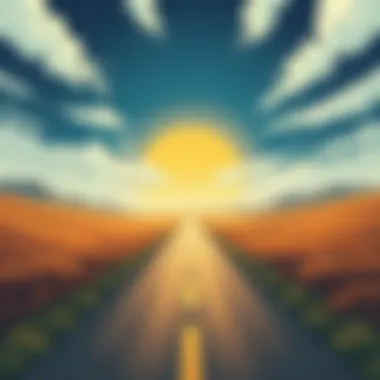 Journey Towards Authenticity An open road leading to a serene destination, representing personal growth