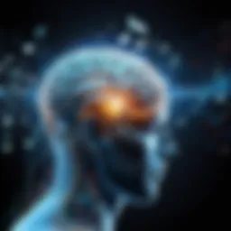 A visual representation of the brain with musical notes flowing through it
