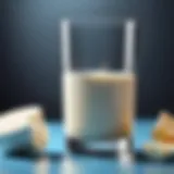 A close-up of a glass of milk next to a strong, healthy bone structure.