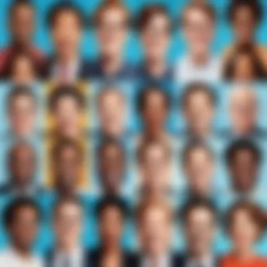 Diverse Styles of American Comedy A collage of iconic American comedians showcasing diverse styles of humor