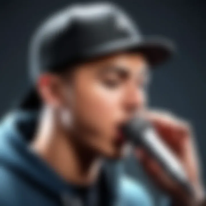 A close-up of a beatboxer performing passionately