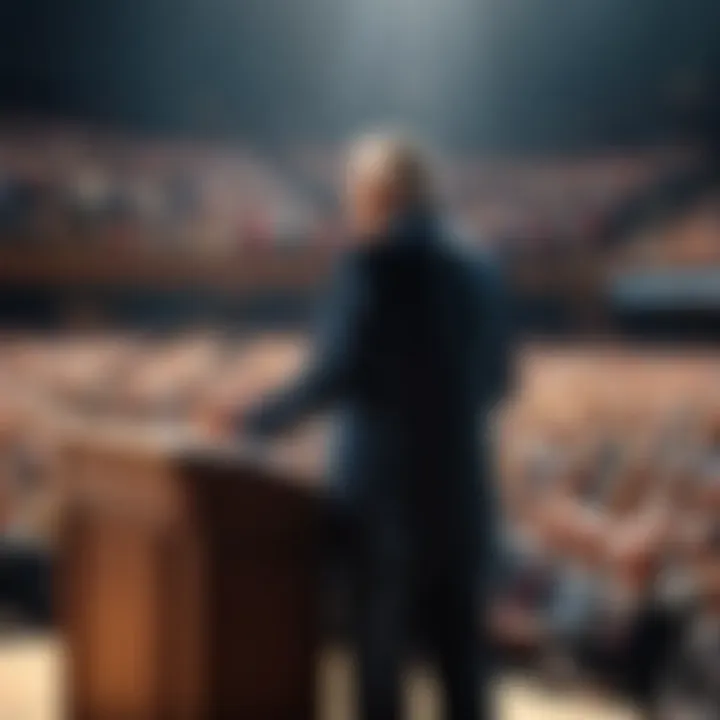 Billy Graham preaching to a large audience