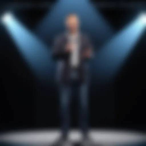 Comedian Schultz performing on stage with a spotlight