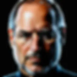Portrait of Steve Jobs reflecting his visionary spirit