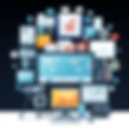 A collage of various media forms including digital, print, and broadcast