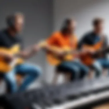 Collaboration Through Music A group of musicians collaborating in a jam session
