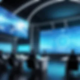 A futuristic conference showcasing advanced technology concepts.