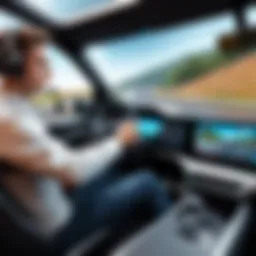 An aspiring race car driver in a simulator