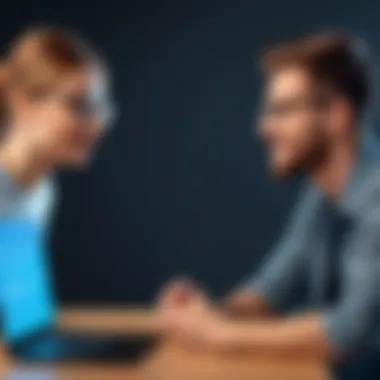 Engaging in Conversational Practice An individual engaging in conversation practice with a language partner.