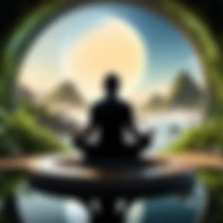 A person meditating in a tranquil environment, reflecting on life's purpose