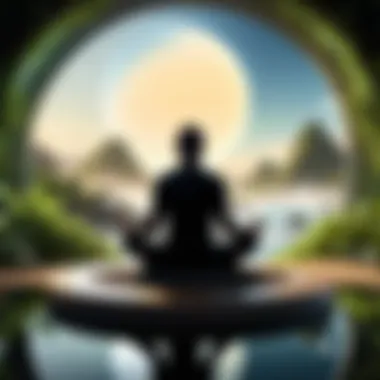 Reflecting on Personal Purpose A person meditating in a tranquil environment, reflecting on life's purpose