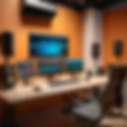 A podcast studio with creative sound equipment