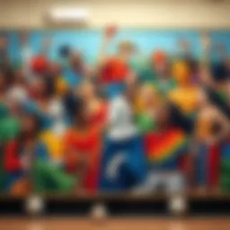 A vibrant mural depicting cultural diversity