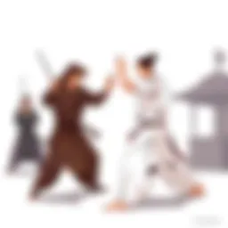 A traditional Silat practitioner demonstrating a defensive stance