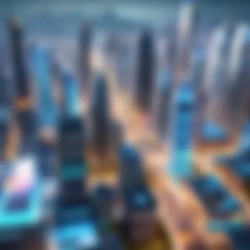 A futuristic cityscape integrated with AI technology.