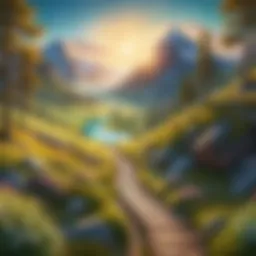 A serene landscape depicting a journey of self-discovery