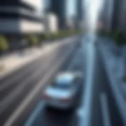 A sleek auto pilot car navigating urban streets
