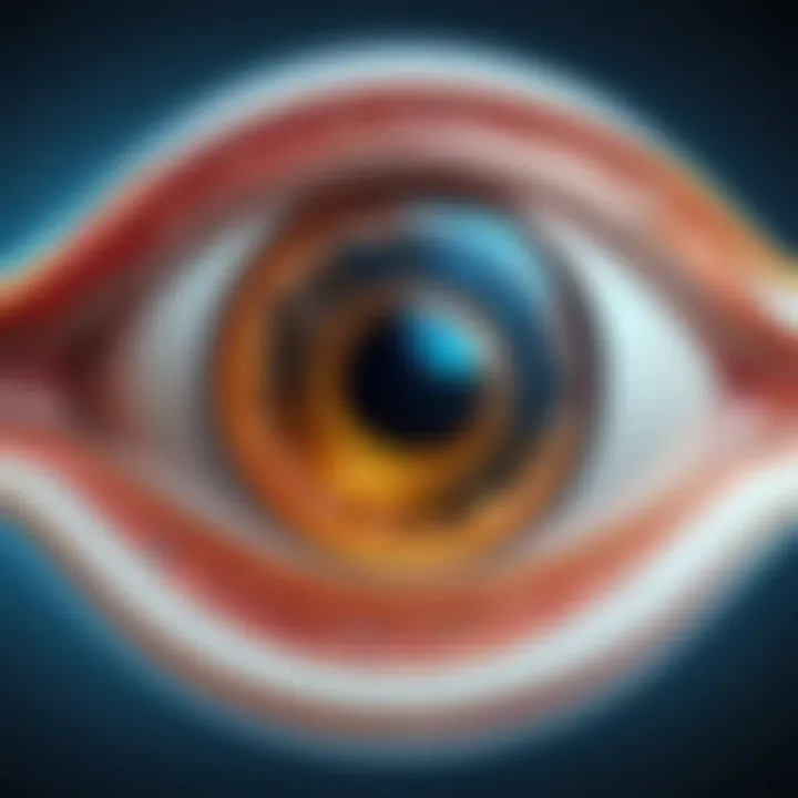 Illustration showing the anatomy of the eye with floaters