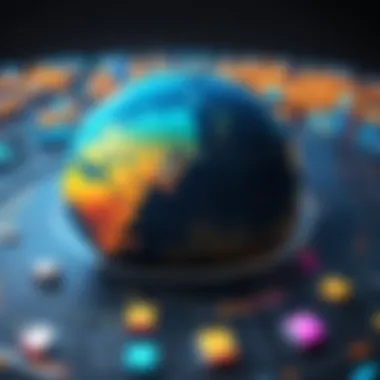 Resource Distribution in the Context of Global Population Growth Visual representation of global resource distribution impacted by population growth