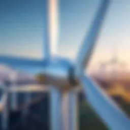 A detailed view of a wind turbine with blades in motion