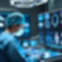 Surgeon using digital tools in an operating room setting