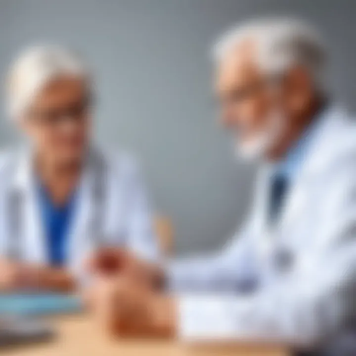 A healthcare professional consulting with an elderly individual.