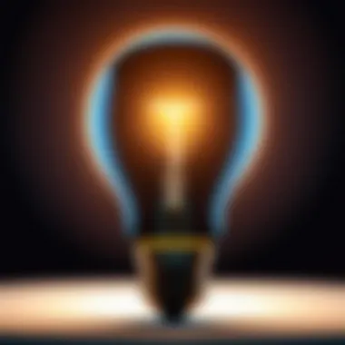 Symbolic illustration of enlightenment with a glowing light bulb