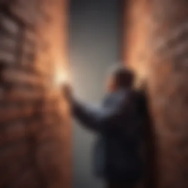 Unveiling Courage Unveiling Courage: Illustration of a person breaking through a brick wall symbolizing overcoming fears