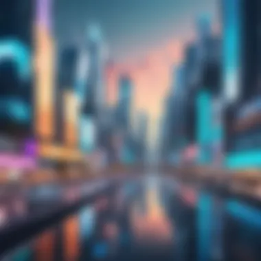 A futuristic cityscape highlighting AI integration in daily life