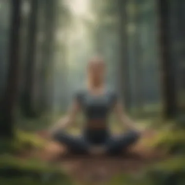 Person practicing yoga in a peaceful forest setting